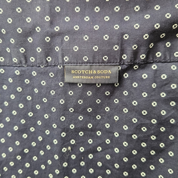 Scotch & Soda Button-down Stretch Navy/White Patterned Long-sleeve Shirt Large - Picture 5 of 6